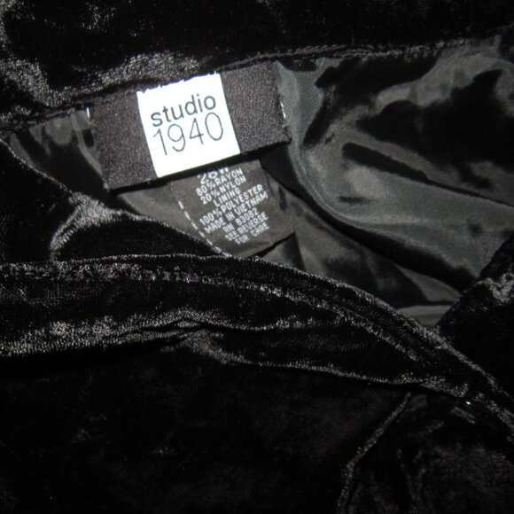 Studio 1940 Plus 28W Blazer Jacket Coat Blk Velvet Velour Soft Steampunk Button - Picture 3 of 3